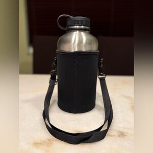 Black Neoprene Bottle Carrier Crossbody - Unbranded